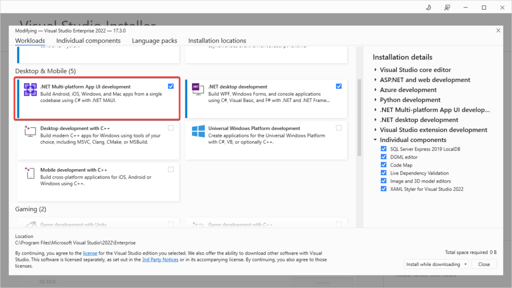 Installing .NET MAUI workload